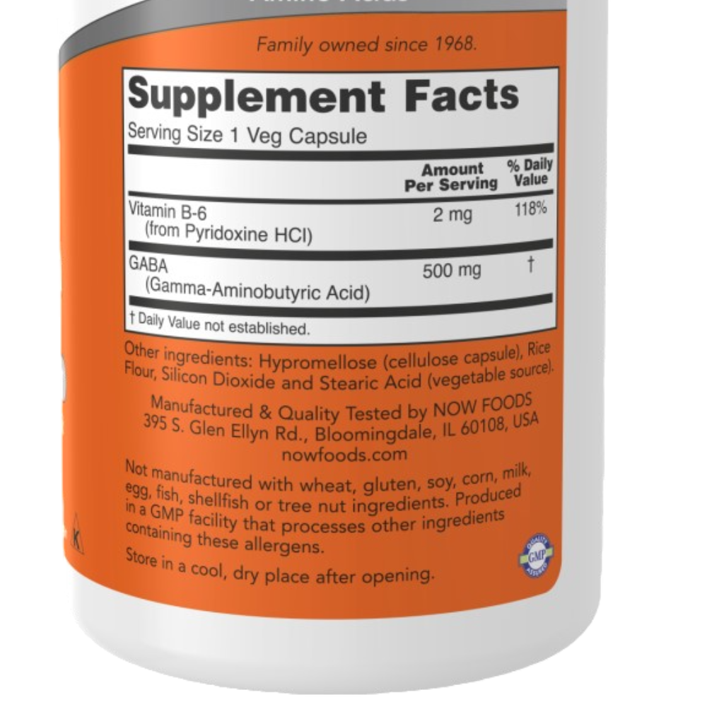 GABA 500mg 100Vcaps/ 100Serv