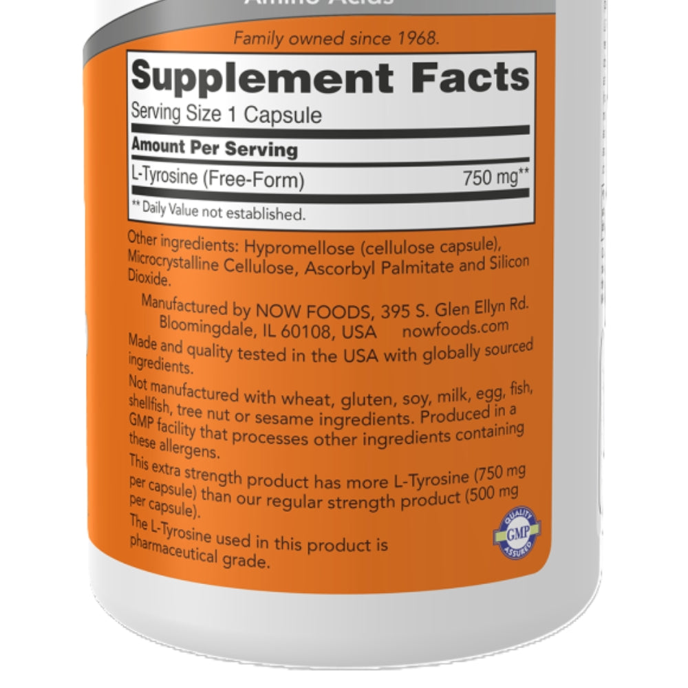 L-Tirosina 7500mg - 90Vcaps / 90 Serv