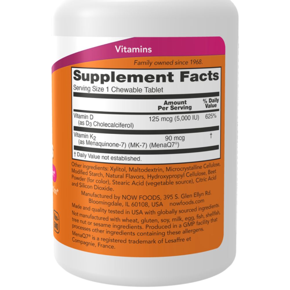 D3+K2 - 90 Tabletas masticables / 90 Serv