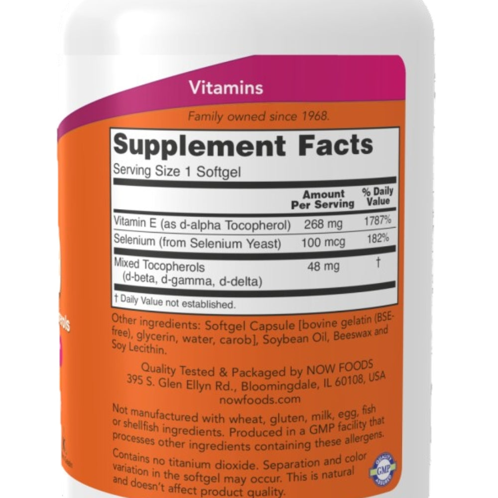 Vitamina E 400IU D-Alpha con Tocoferoles 100softgel / 100serv