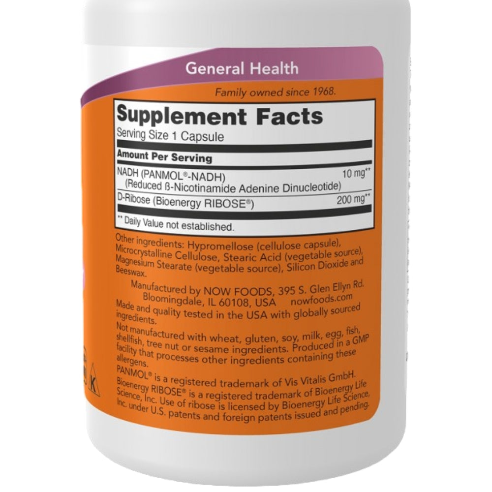 NADH 10mg + 200mg Ribosa - 60 Vcaps / 60 Serv