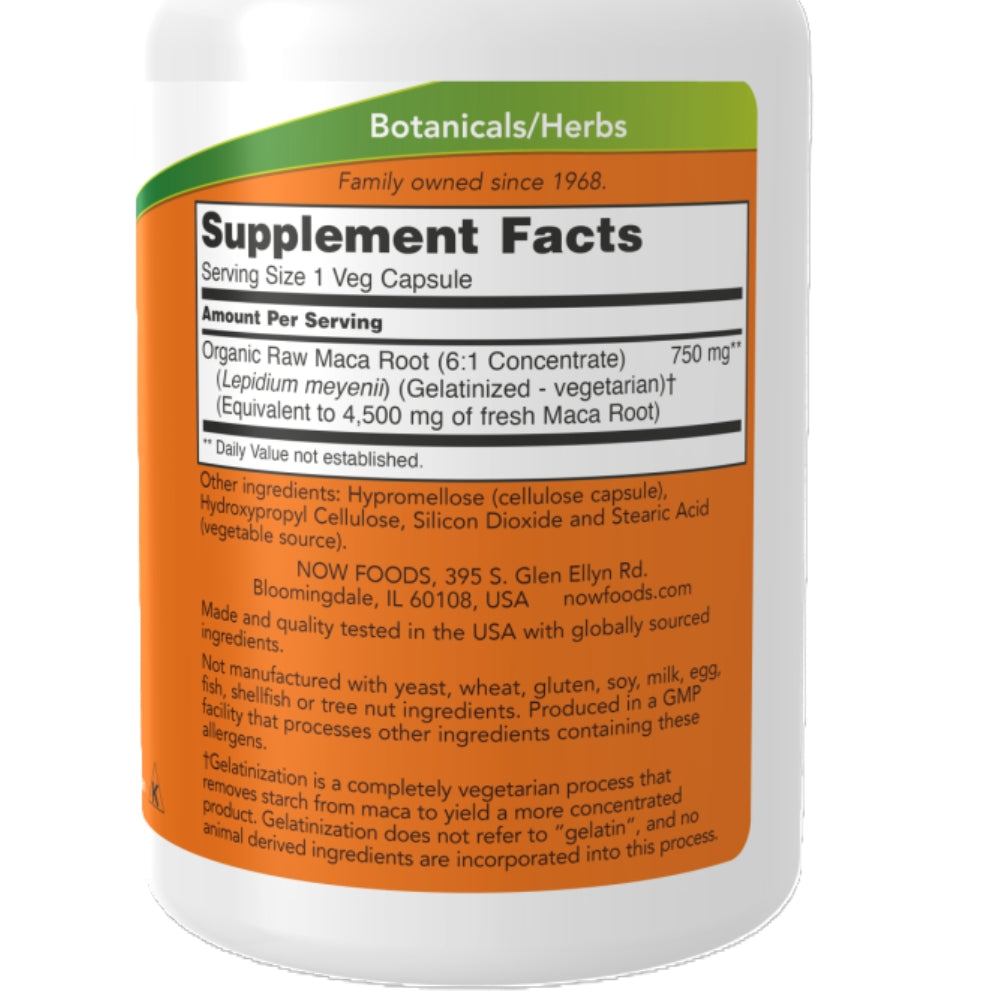 Maca 750 Mg Concentración 6:1  90 Vcaps / 90 Serv