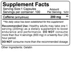 Cafeína 200mg / 100cap/ 100Serv
