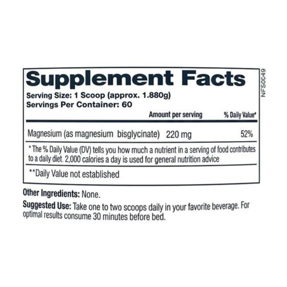 Glicinato de Magnesio en Polvo 220mg- 112gr / 60serv